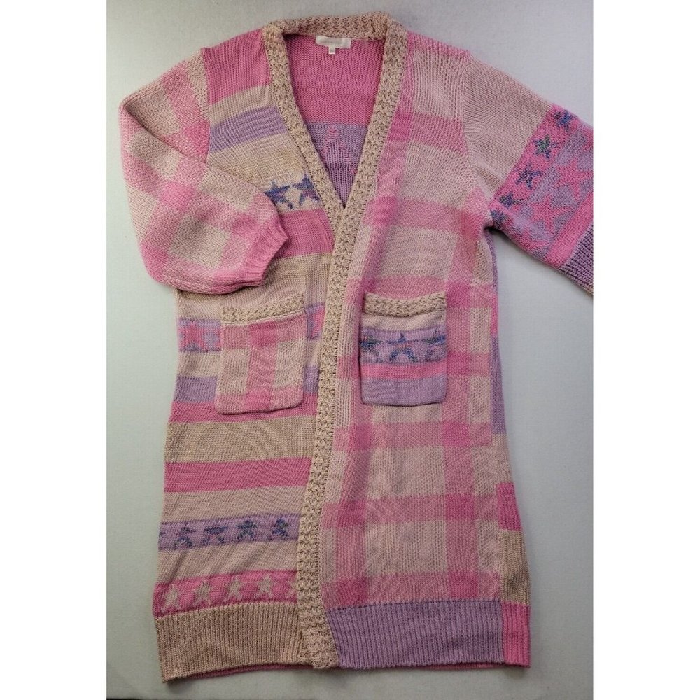 Loveshackfancy Grayson Pink Open Front Duster Car… - image 1